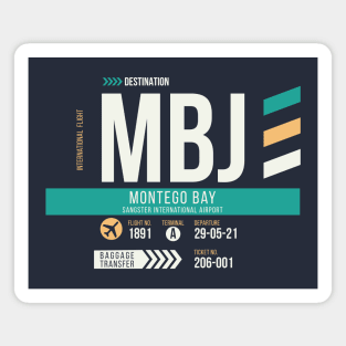 Montego Bay (MBJ) Airport Code Baggage Tag Magnet